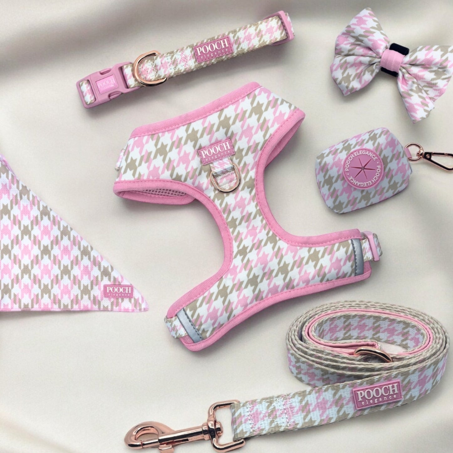 Houndstooth - Belle Adjustable Dog Harness - Pooch Luxury