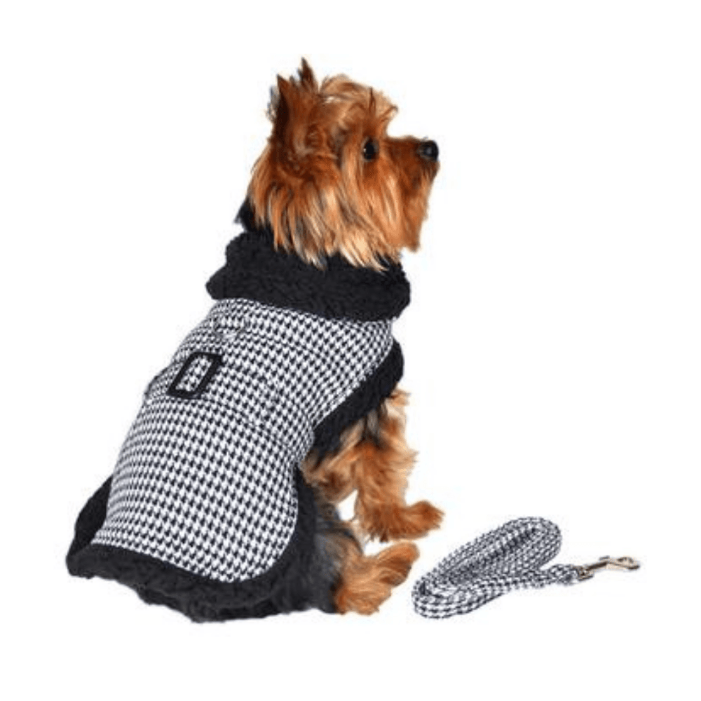 
                  
                    Black and White Classic Houndstooth Dog Coat - Pooch Luxury
                  
                