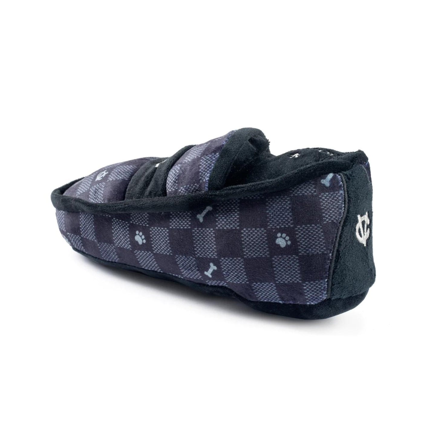 Black Checker Chewy Vuiton Loafer Dog Toy - Pooch Luxury