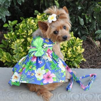 Blue Lagoon Hawaiian Hibiscus Dress - Pooch Luxury