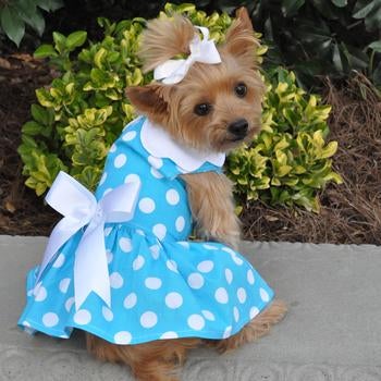 Blue Polka Dot Dress - Pooch Luxury