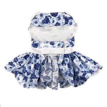 Blue Rose Harness Dress with Matching Leash - Pooch Luxury