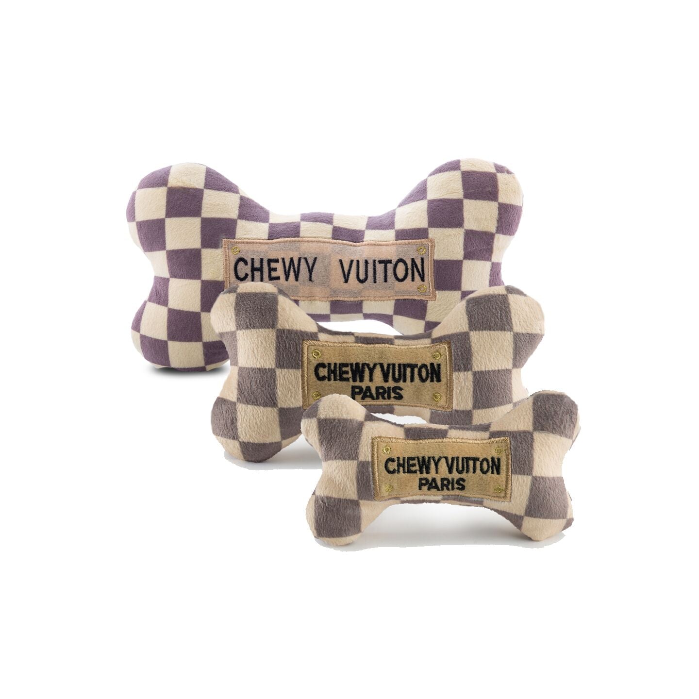 Chewy Vuiton Checker Bone Toy - Pooch Luxury