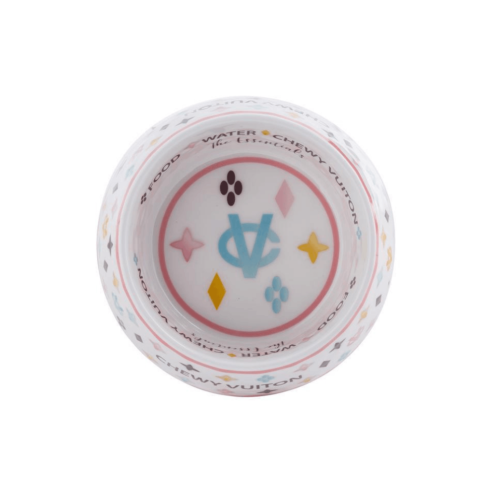 Chewy Vuiton Dog Bowl (White) - Pooch Luxury
