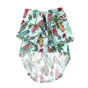Hawaiian Camp Shirt - Surfboards and Palms - Pooch Luxury