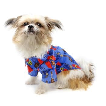 Hawaiian Camp Shirt - Ukuleles and Surfboards - Pooch Luxury