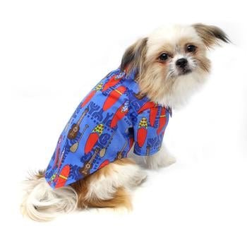 Hawaiian Camp Shirt - Ukuleles and Surfboards - Pooch Luxury