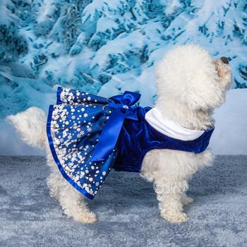 Holiday Dog Harness Dress - Snowflakes - Pooch Luxury