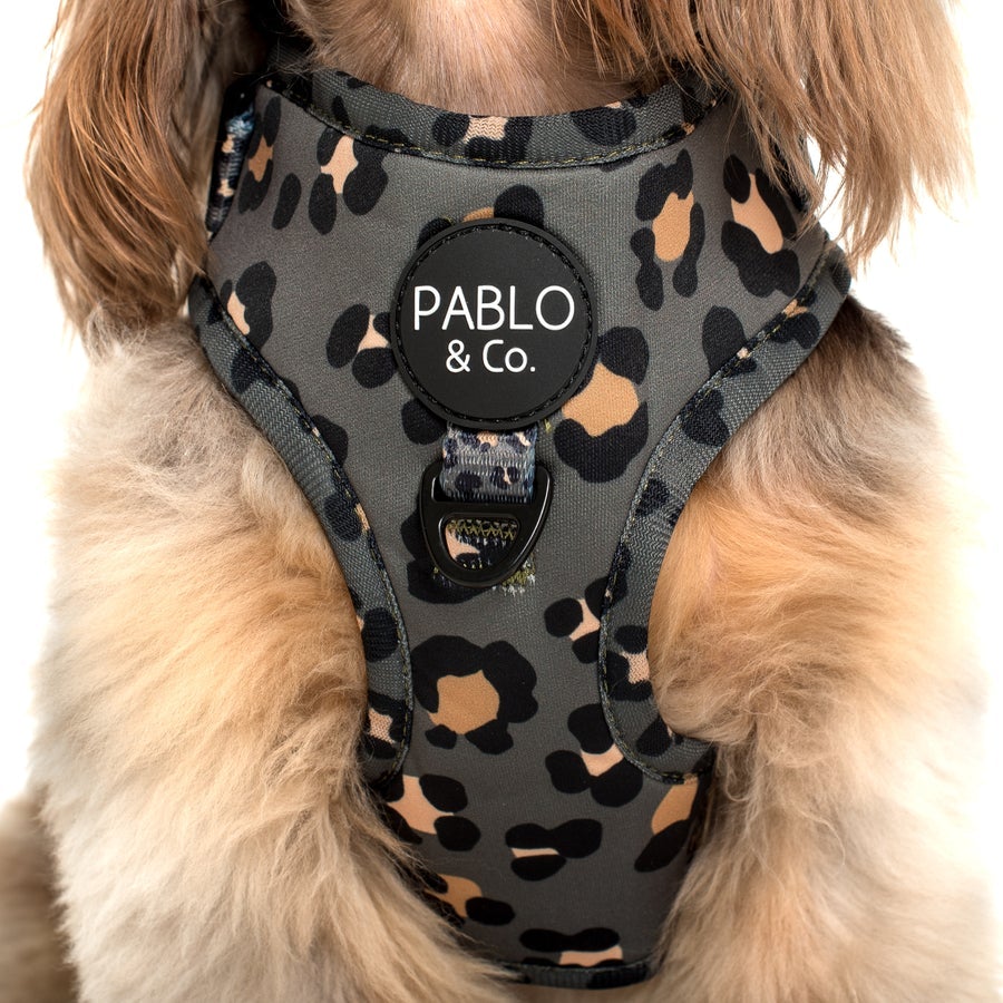 Khaki Leopard Adjustable Harness - Pooch Luxury