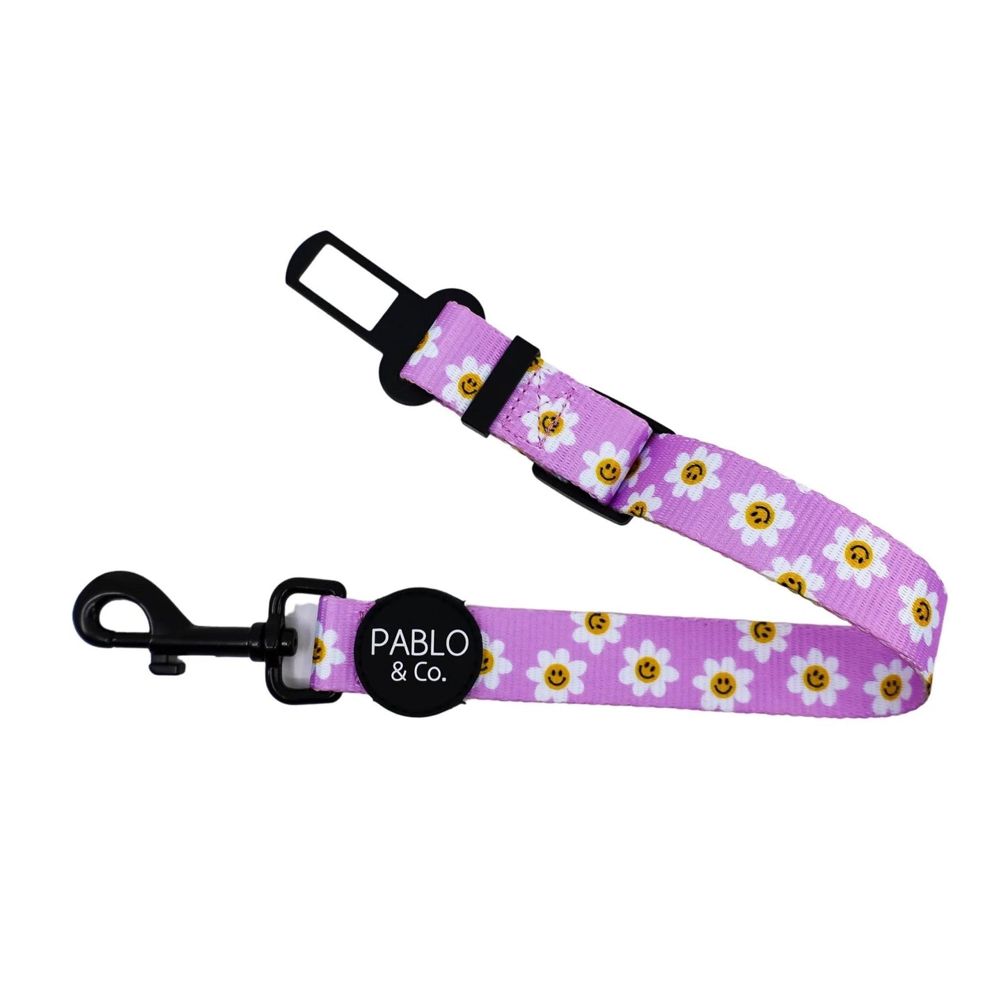 Lilac Smiley Flowers Adjustable Car Restraint - Pooch Luxury