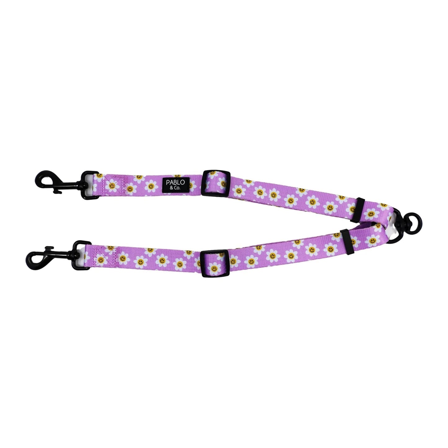 Lilac Smiley Flowers Adjustable Leash Splitter - Pooch Luxury