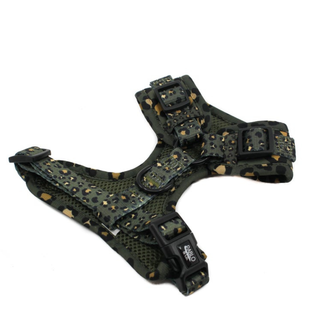 Khaki Leopard Adjustable Harness - Pooch Luxury