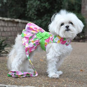 Pink Hawaiian Floral Dress with Matching Leash - Pooch Luxury
