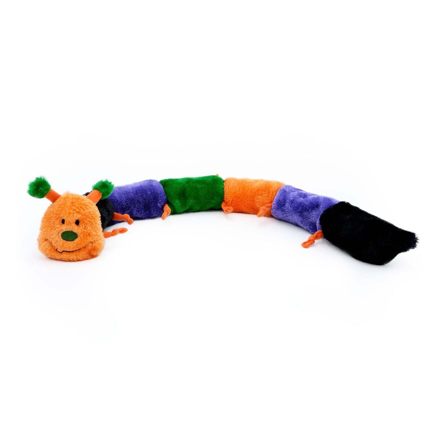 Plush No Stuffing Dog Toy Deluxe Halloween Caterpillar 6 Squeakers - Pooch Luxury