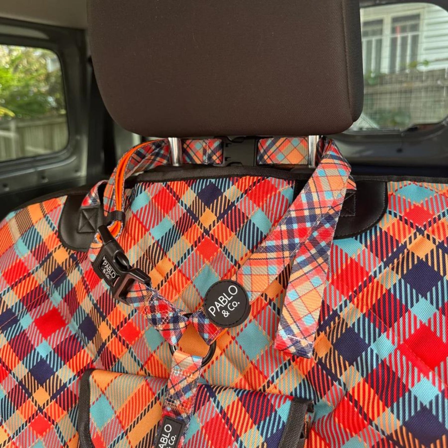 Tartan Headrest Car Restraint - Pooch Luxury