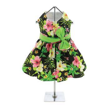 Twilight Black Hawaiian Hibiscus Dress - Pooch Luxury