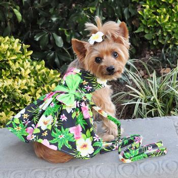 Twilight Black Hawaiian Hibiscus Dress - Pooch Luxury