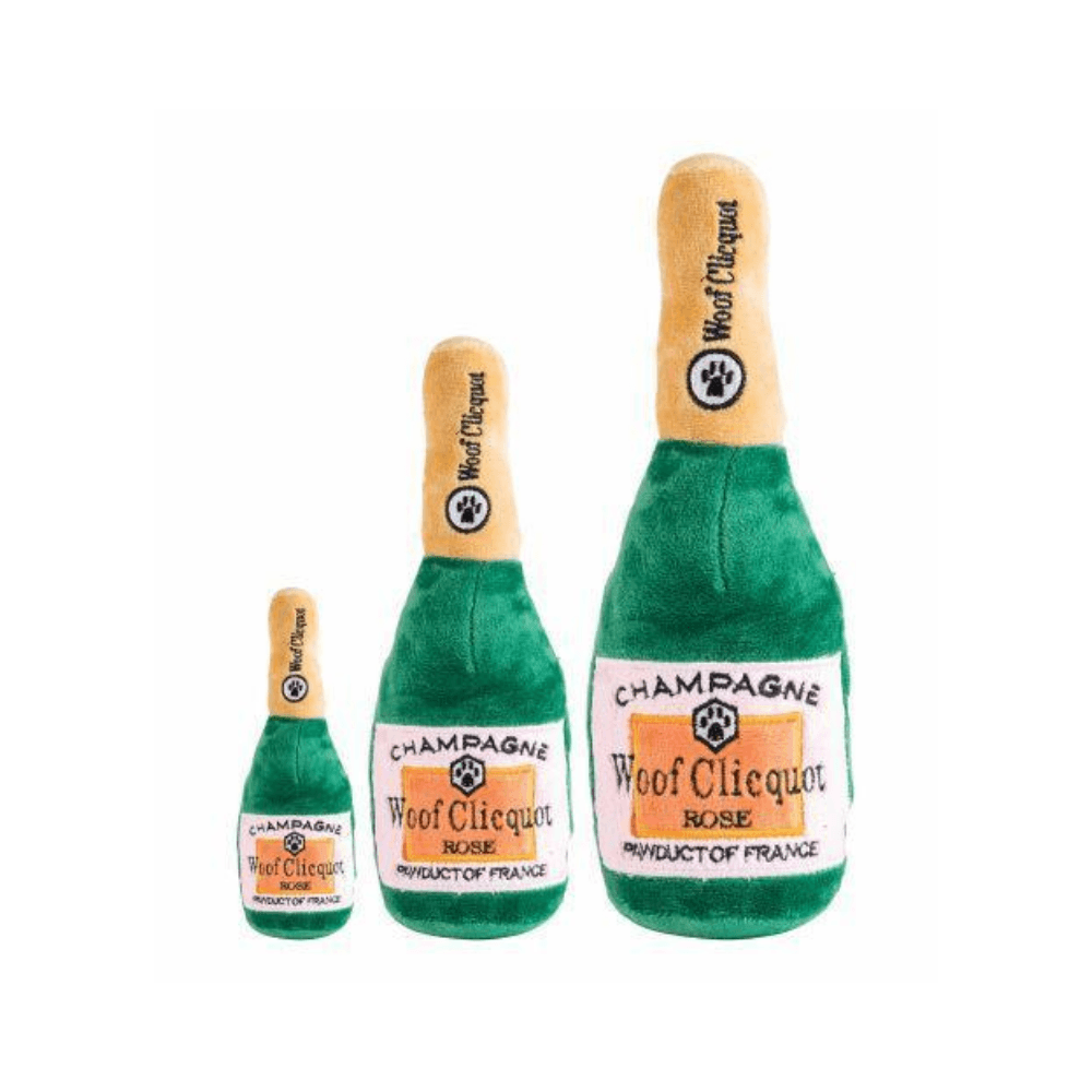 Woof Clicquot Rose' Champagne Bottle Plush Toy - Pooch Luxury