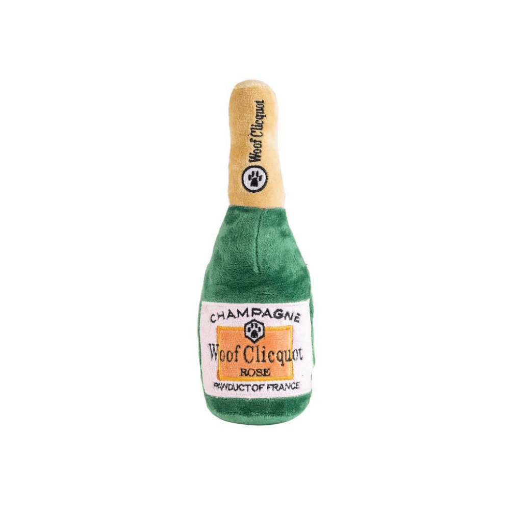 Woof Clicquot Rose' Champagne Bottle Plush Toy - Pooch Luxury