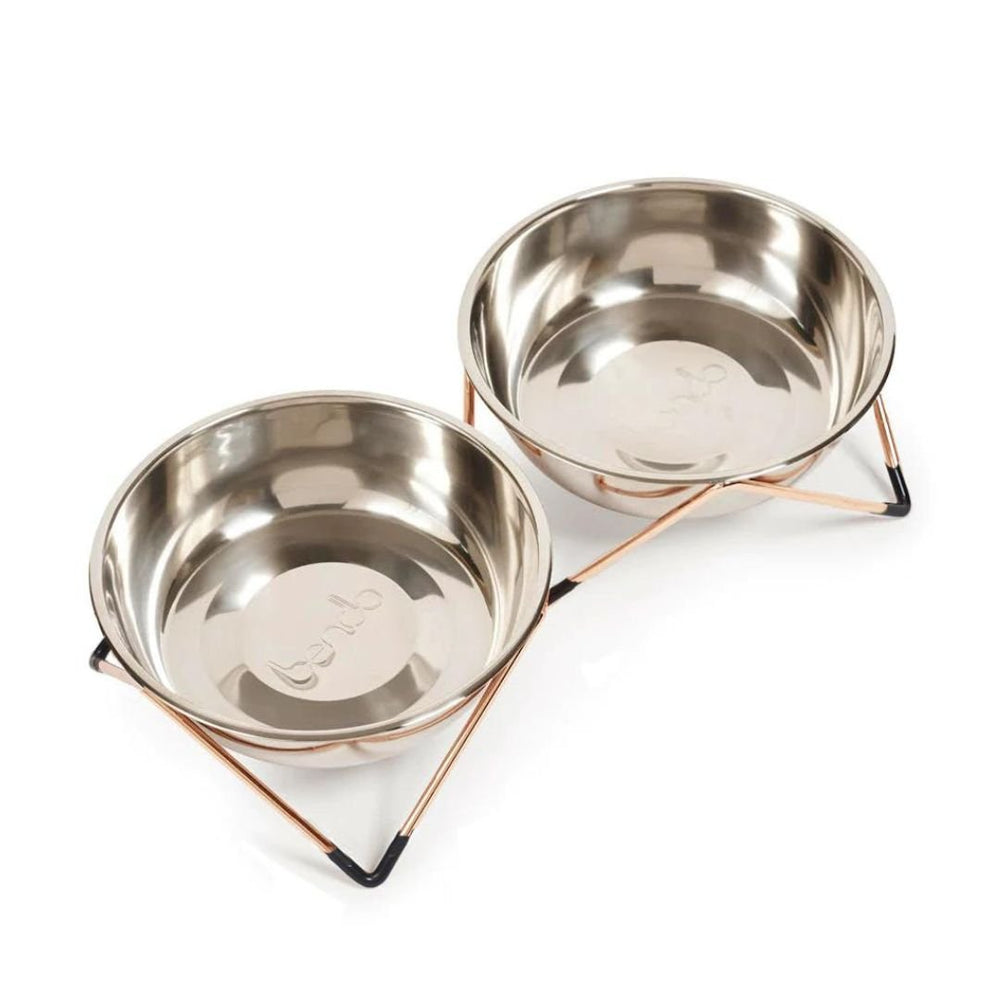 Woof Woof Double Dog Bowl - Copper - Pooch Luxury