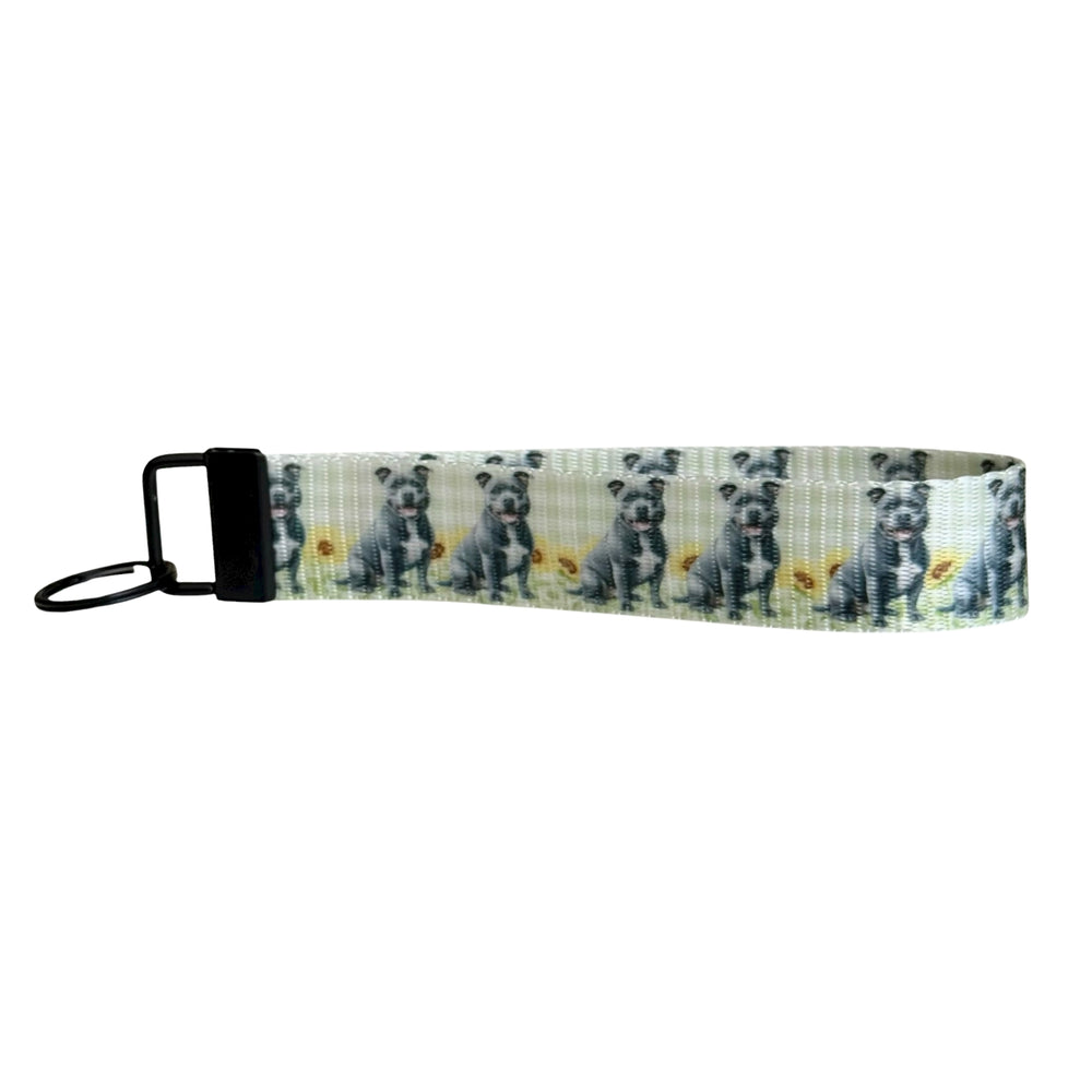 Key Fob - Staffy and Sunflowers