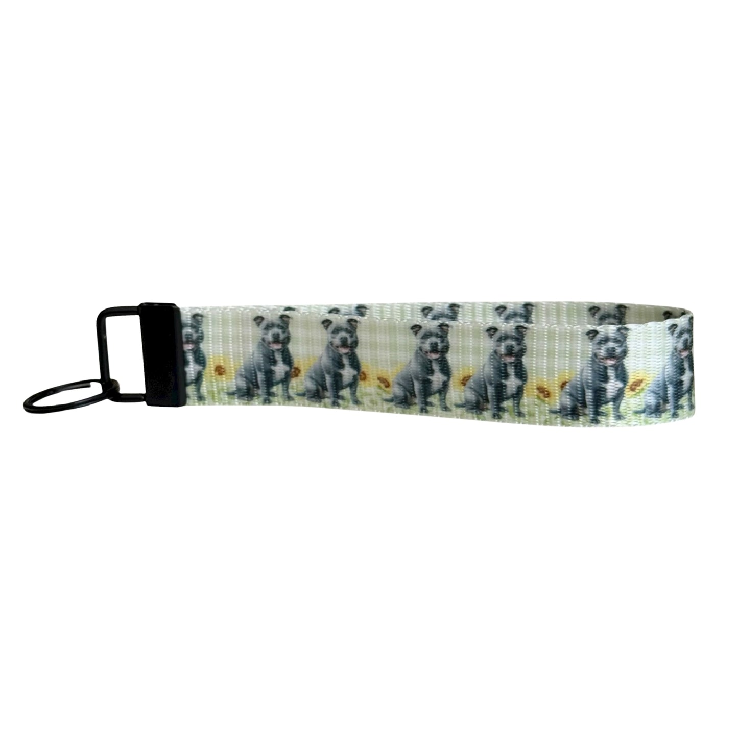 Key Fob - Staffy and Sunflowers