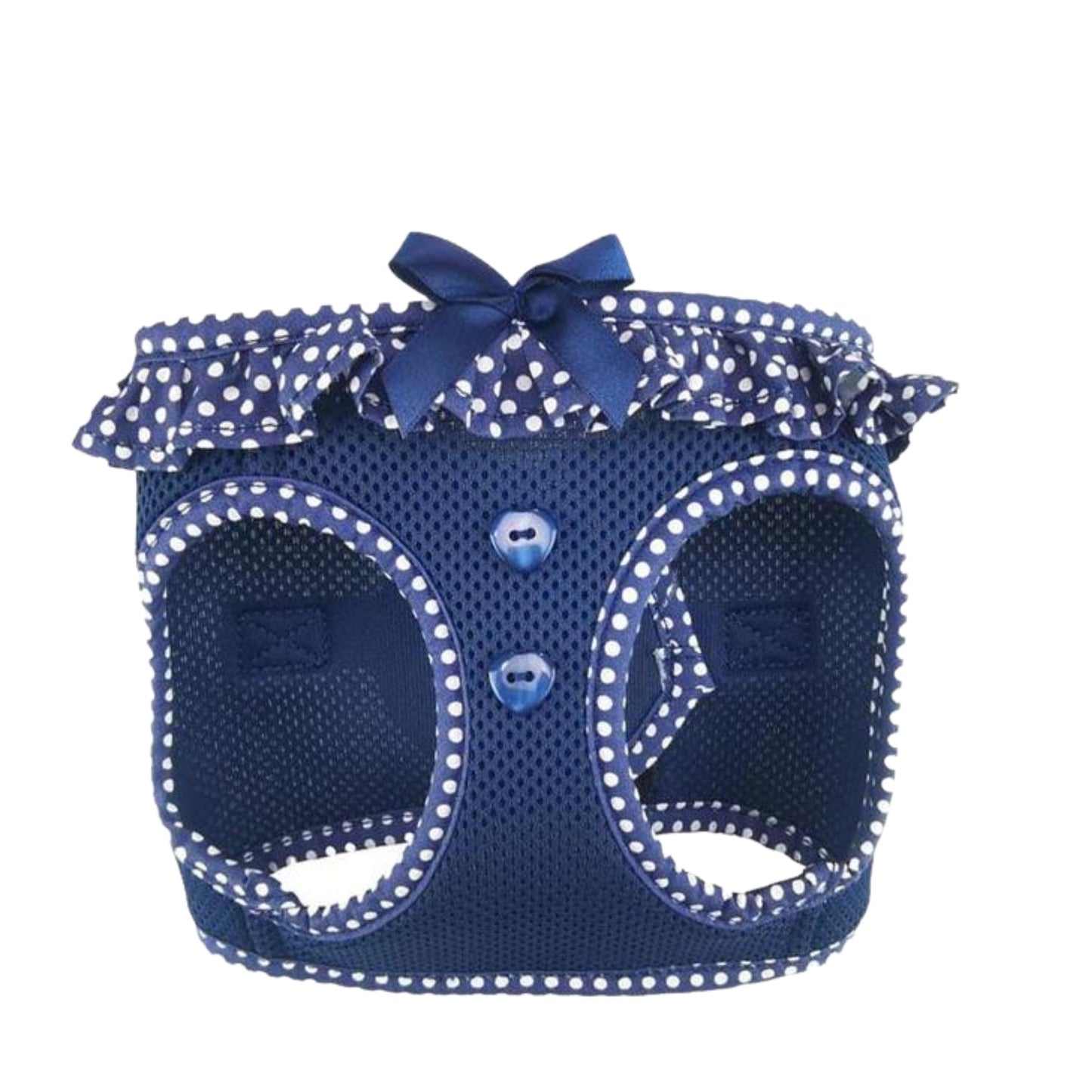 American River Choke Free Dog Harness - Navy Polka Dot - Pooch Luxury