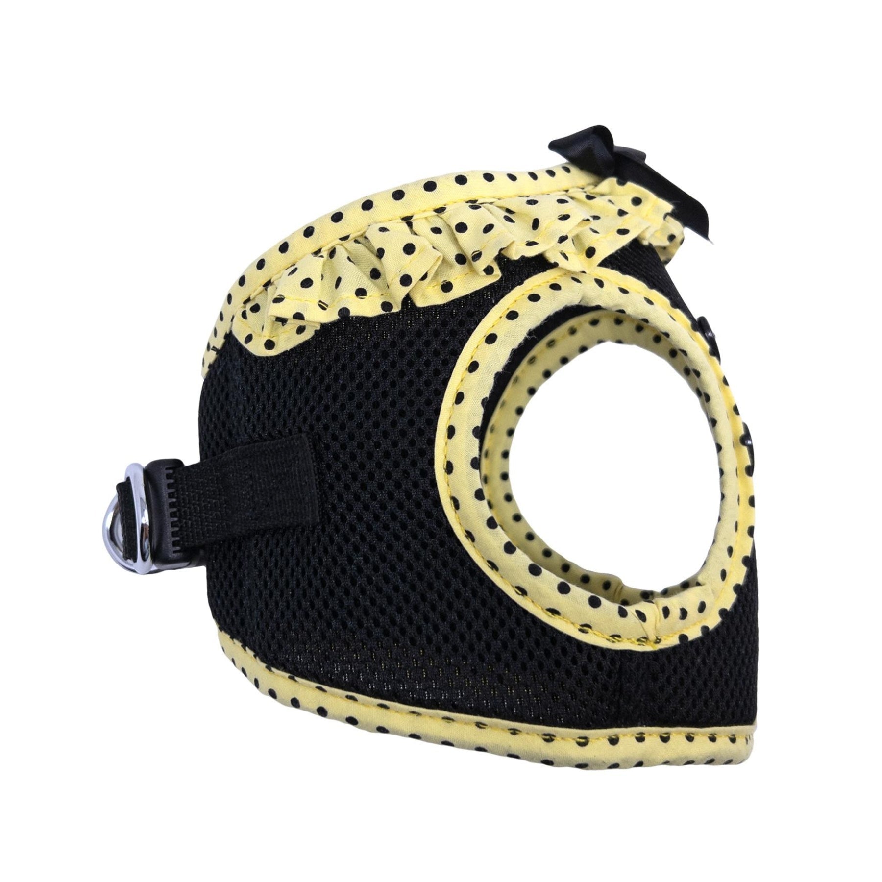 American River Choke Free Dog Harness - Yellow & Black Polka Dot - Pooch Luxury