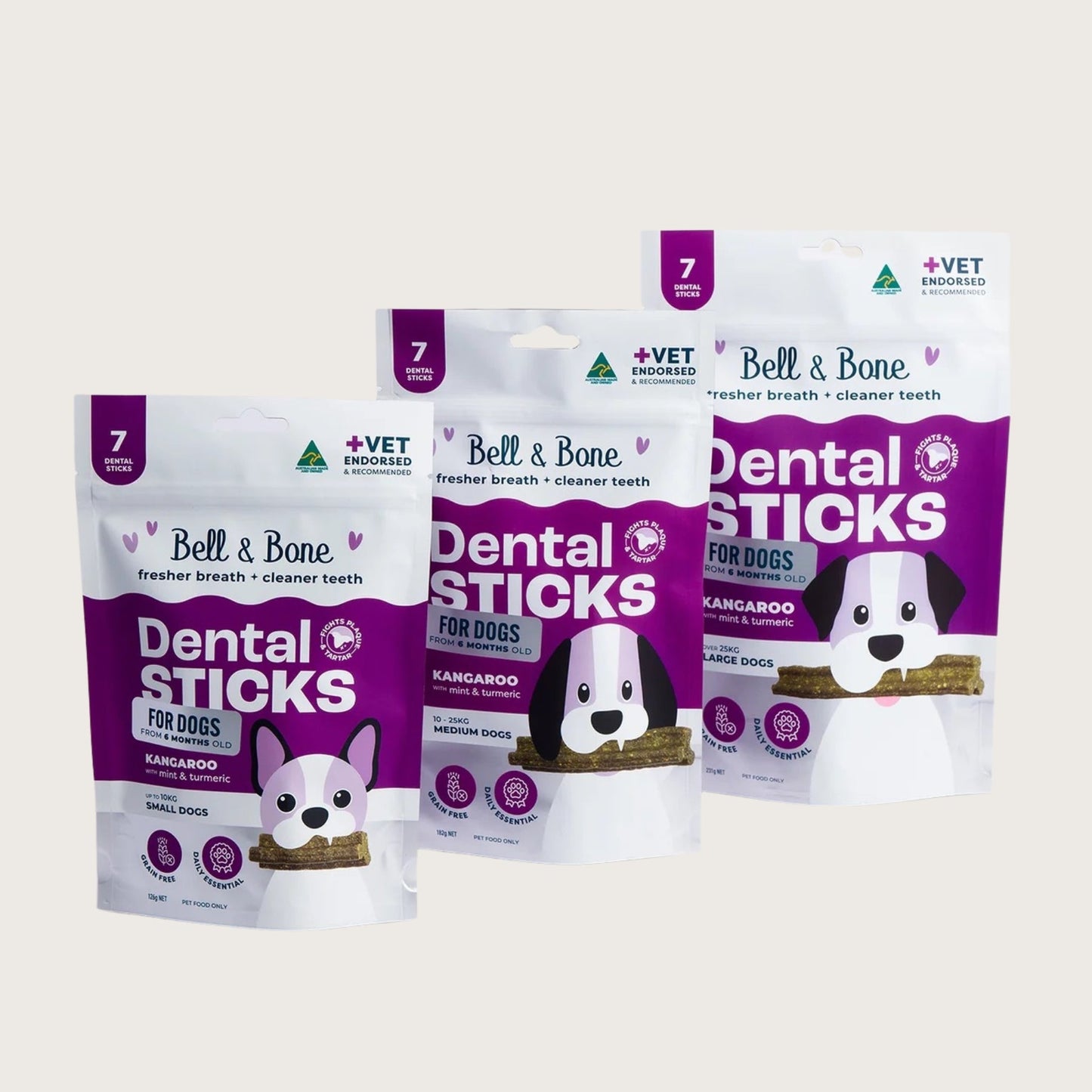 Bell & Bone Dog Dental Sticks Roo Mint & Tumeric - Pooch Luxury