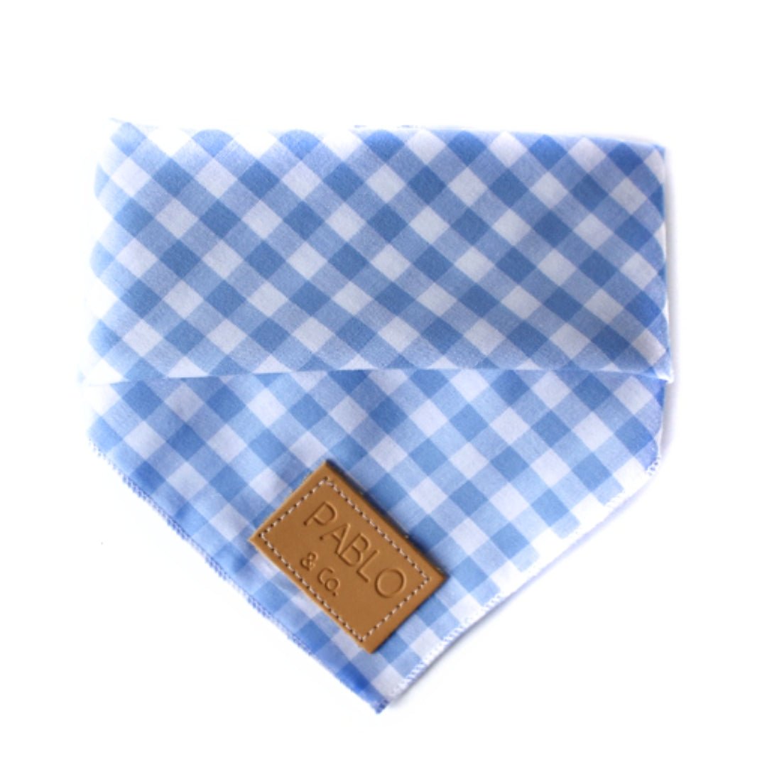 Blue Gingham Dog Bandana - Pooch Luxury