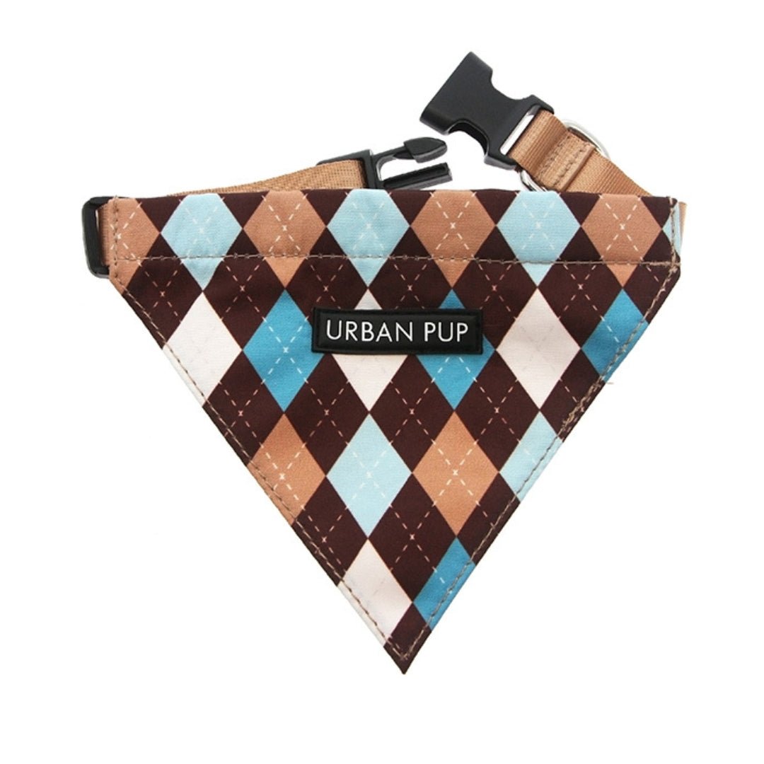 Brown & Blue Argyle Bandana - Pooch Luxury