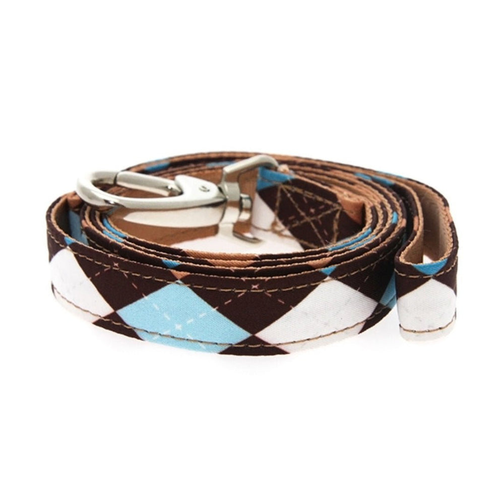 Brown & Blue Argyle Lead - Pooch Luxury