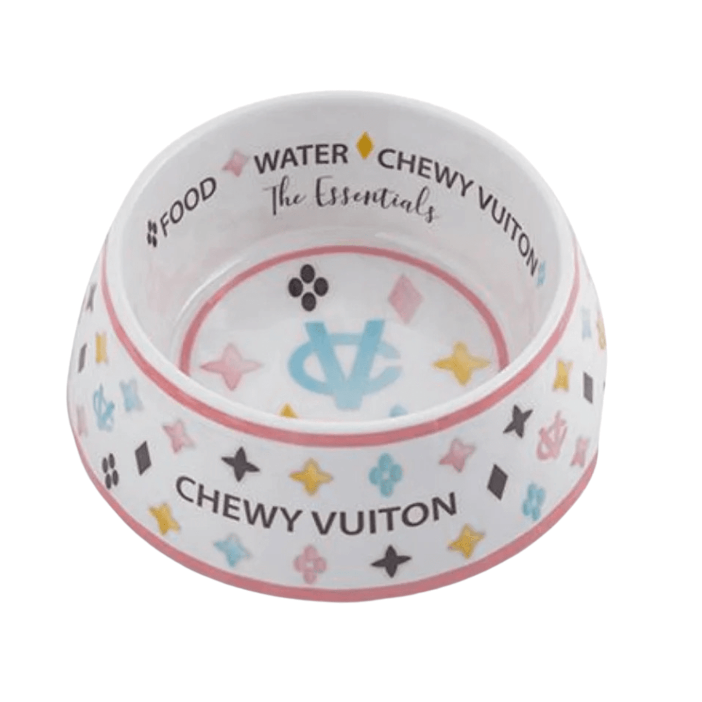 Chewy Vuiton Dog Bowl (White) - Pooch Luxury