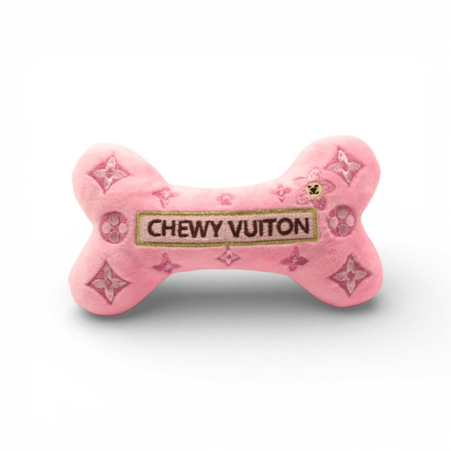 Chewy Vuiton Pink Blossom Dog Bone Toy - Pooch Luxury