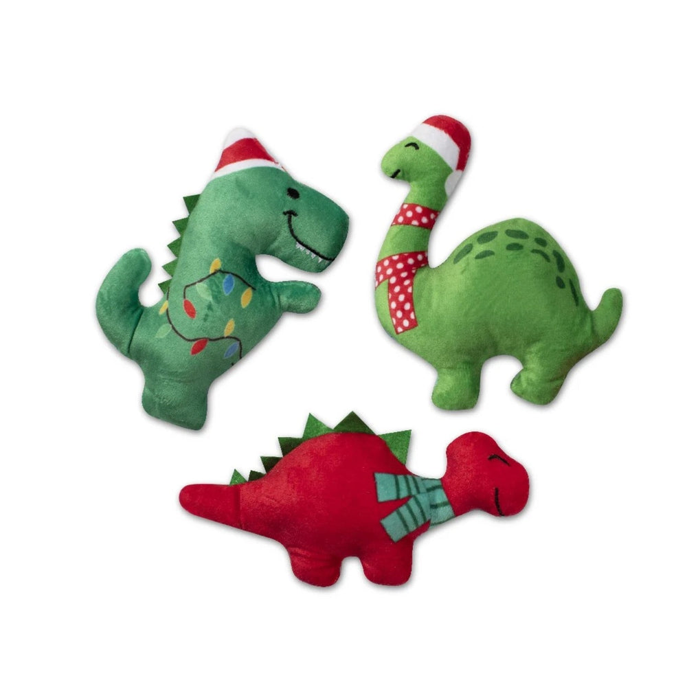 Christmas Dinos - 3 Piece Small Dog Toy Set - Pooch Luxury