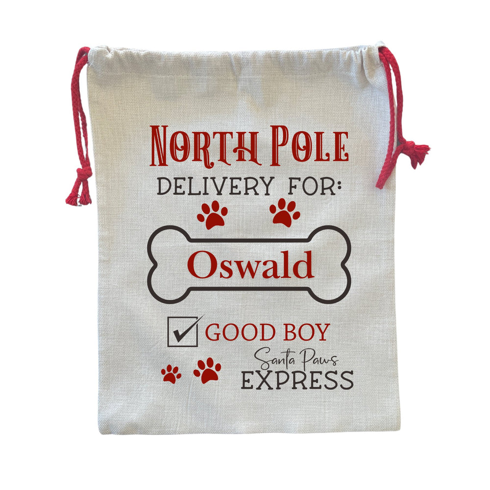 
                      
                        Christmas Personalised Dog Santa Sack - North Pole - Pooch Luxury
                      
                    