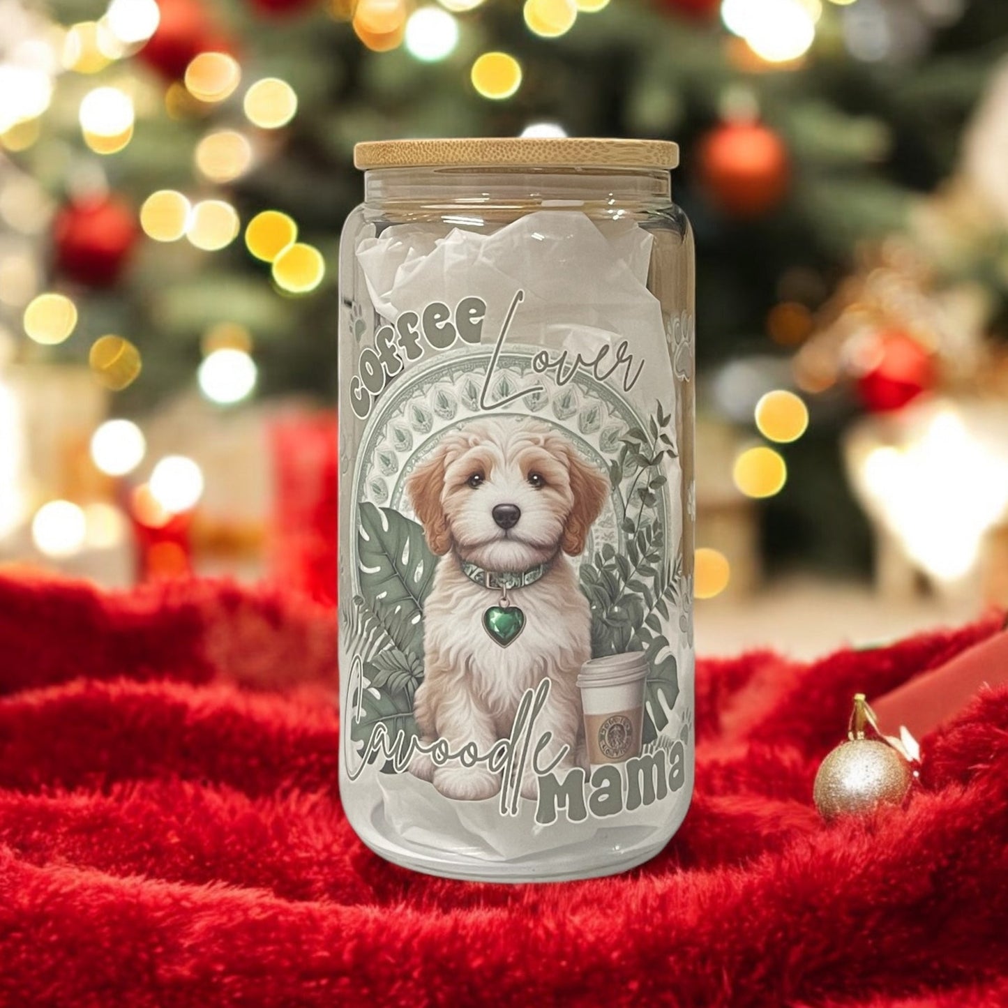 Coffee Lover Cavoodle Libbey Glass - Pooch Luxury