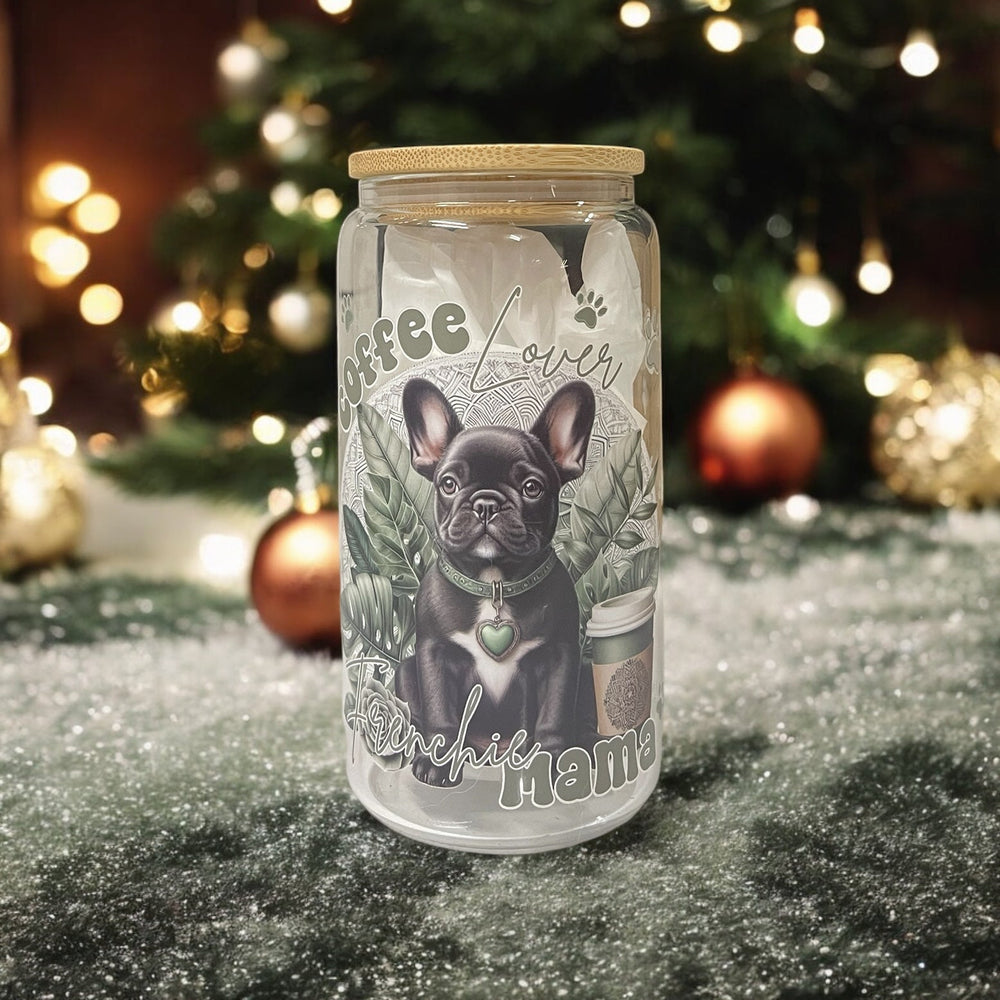 Coffee Lover Frenchie Libbey Glass - Pooch Luxury