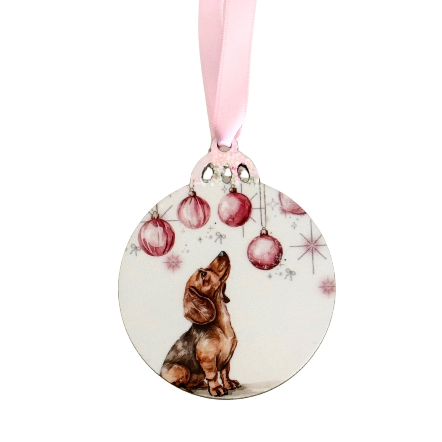 Dachshund Christmas Bauble – Pink Baubles Edition - Pooch Luxury