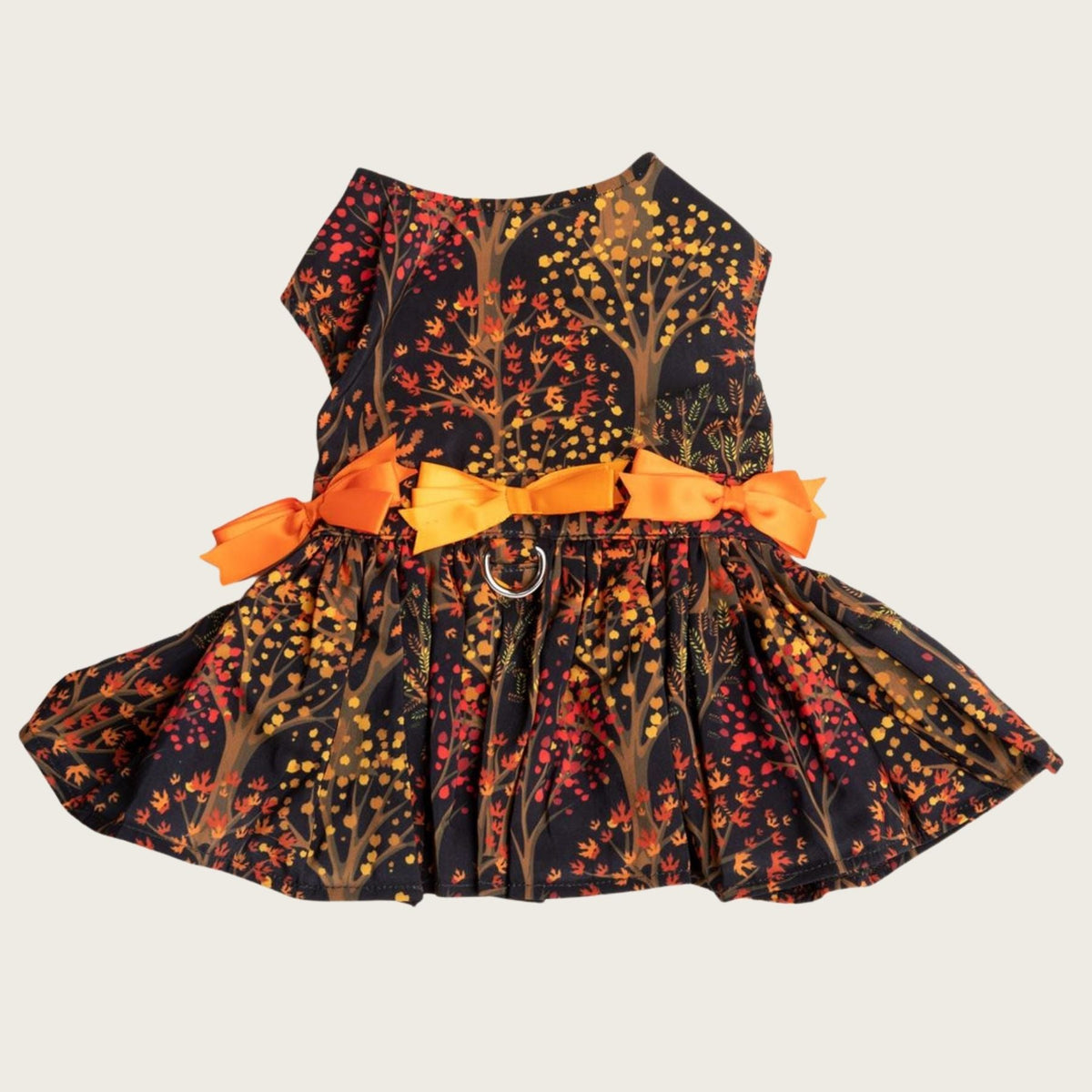 Fall Leaves Harness Dress with Matching Leash - Pooch Luxury