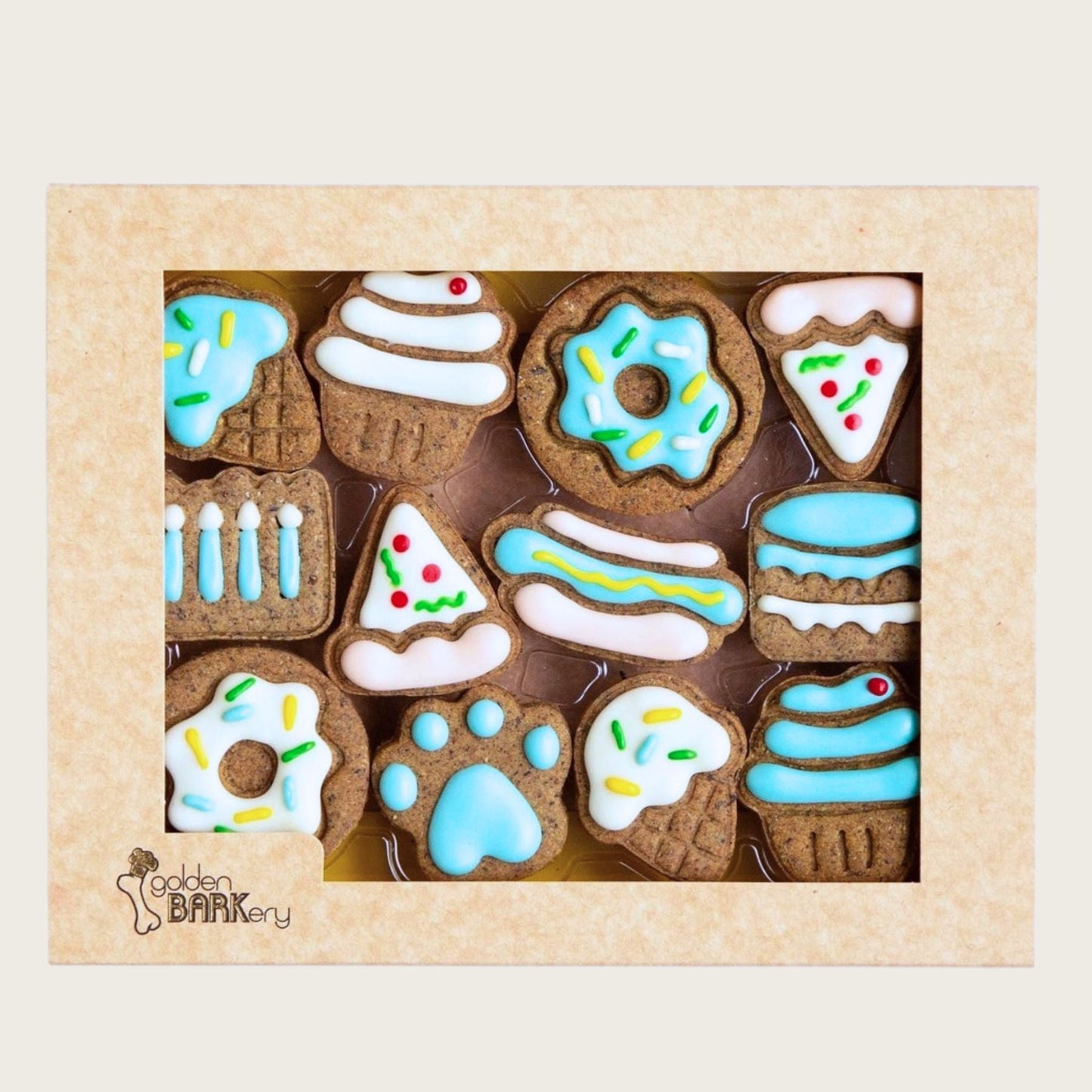 golden BARKery Dog Biscuits - Blue Celebration Box - Pooch Luxury