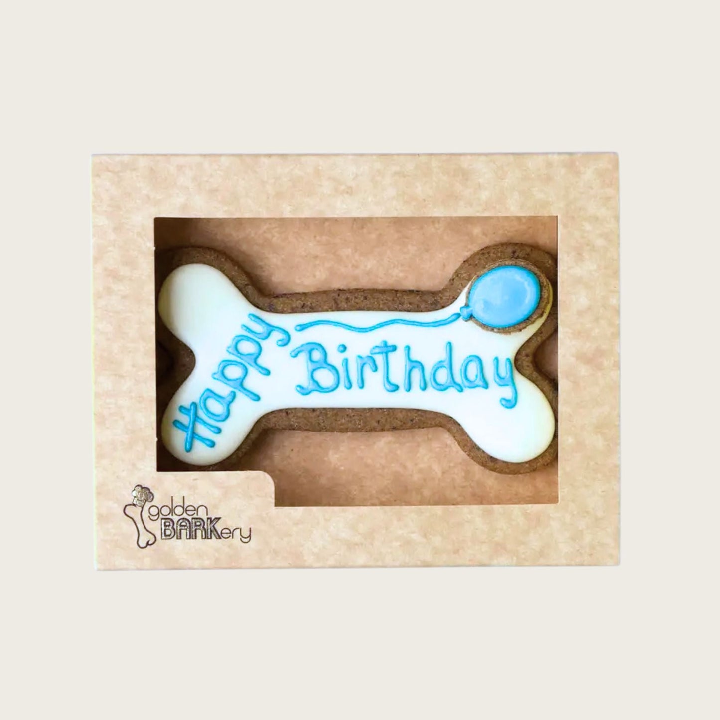 golden BARKery Dog Biscuits - Happy Birthday Bone Blue and White - Pooch Luxury