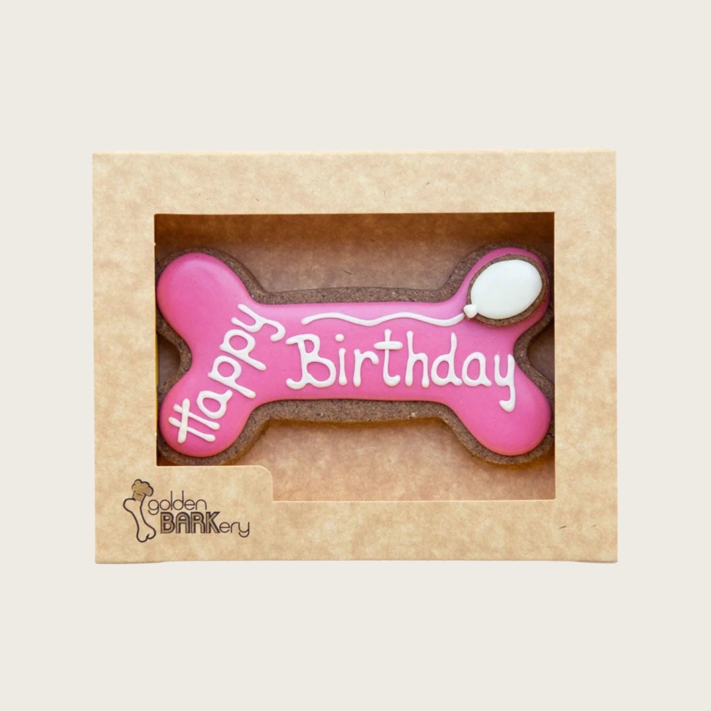 golden BARKery Dog Biscuits - Happy Birthday Bone Pink - Pooch Luxury