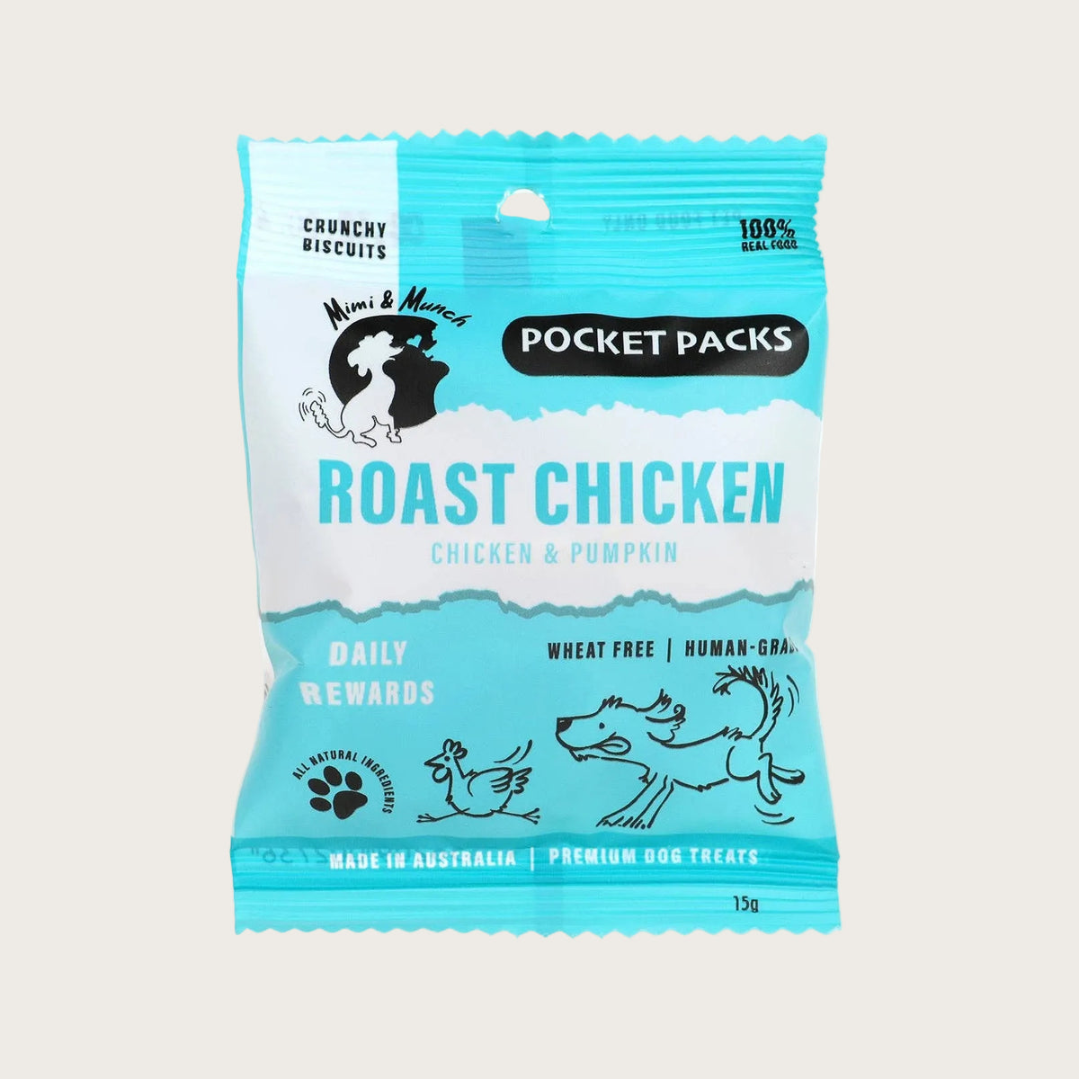 Mimi & Munch Roast Chicken Natural Dog Treats - Pocket Packs - Pooch Luxury