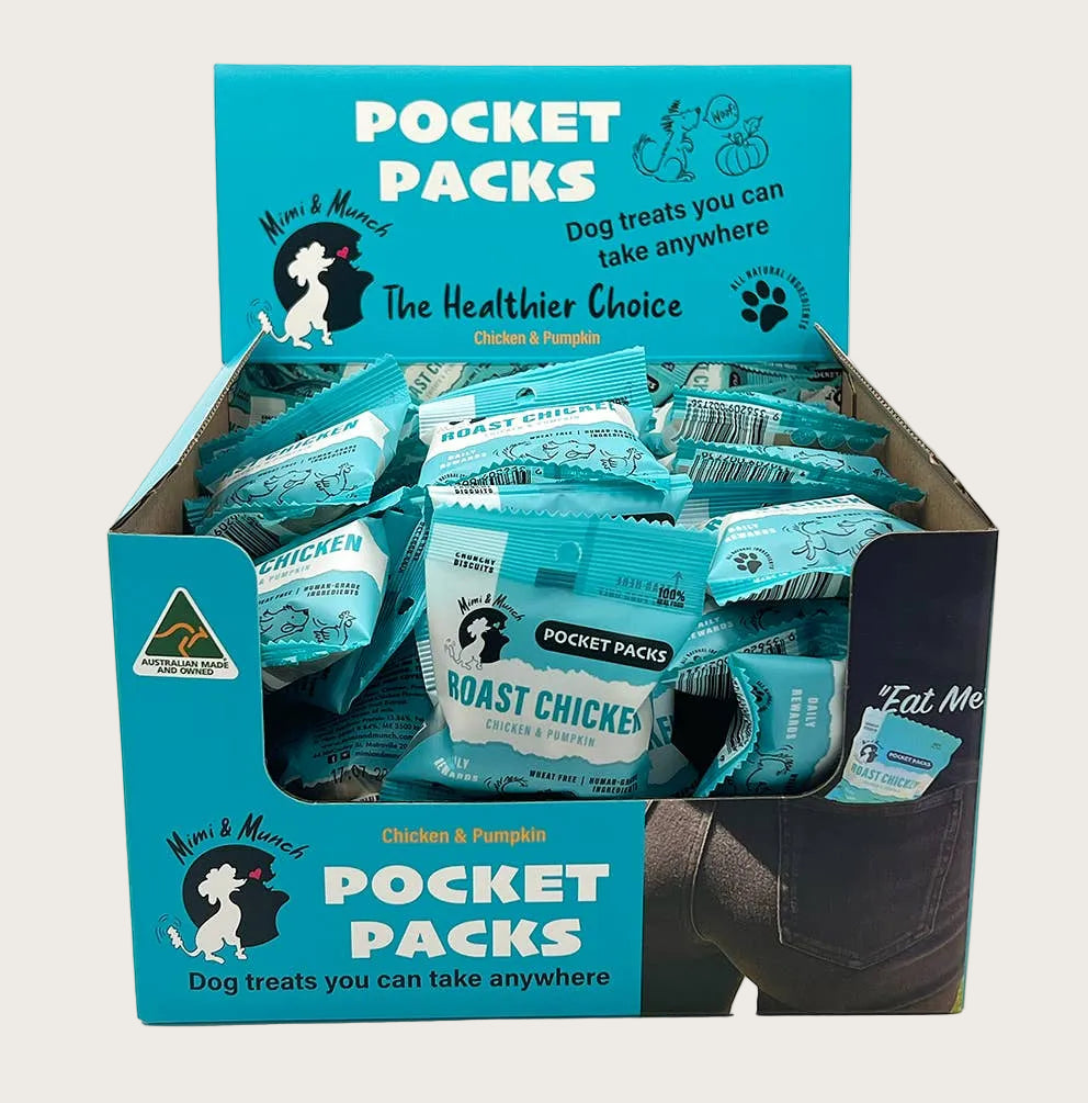 Mimi & Munch Roast Chicken Natural Dog Treats - Pocket Packs - Pooch Luxury