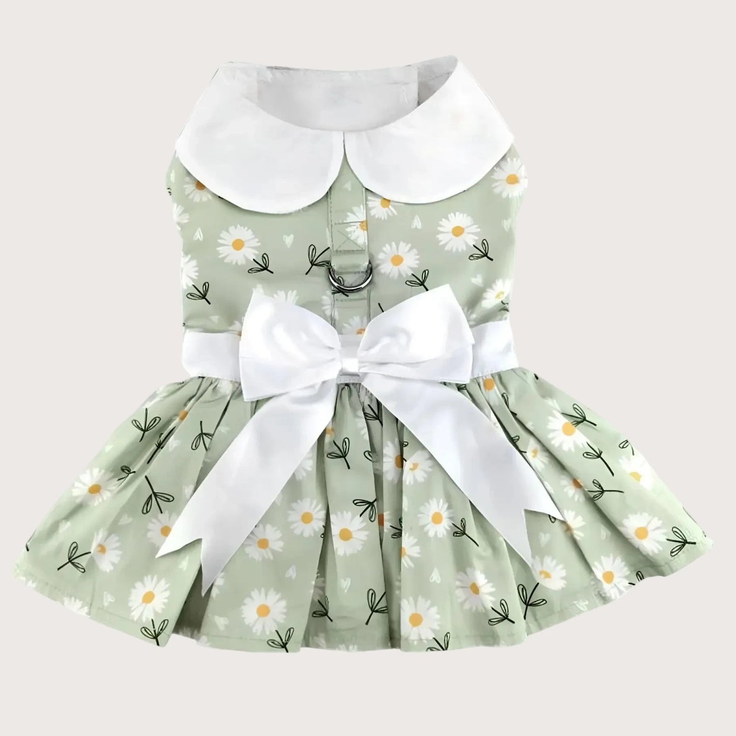 Mint Green Daisy Dog Dress With Matching Leash - Pooch Luxury