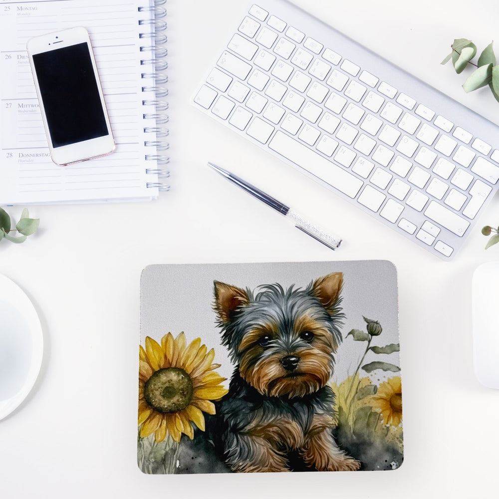 Mouse Pad - Yorkie Sunflower Blooms - Pooch Luxury