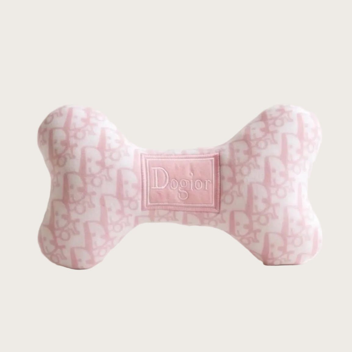 Pink Dogior Bone Squeaker Plush Dog Toy - Pooch Luxury