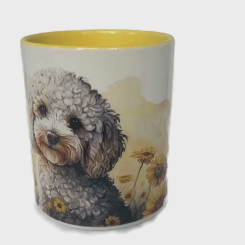 
                  
                    Load and play video in Gallery viewer, Poodle Amongst Sunflowers Mug
                  
                