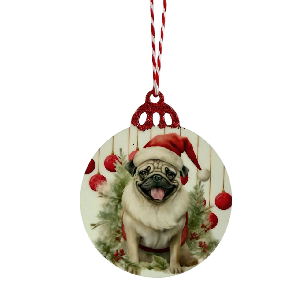 Pug Christmas Bauble – Red Baubles Edition - Pooch Luxury